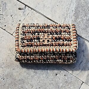 NWT Tory Burch Straw Wallet Crossbody